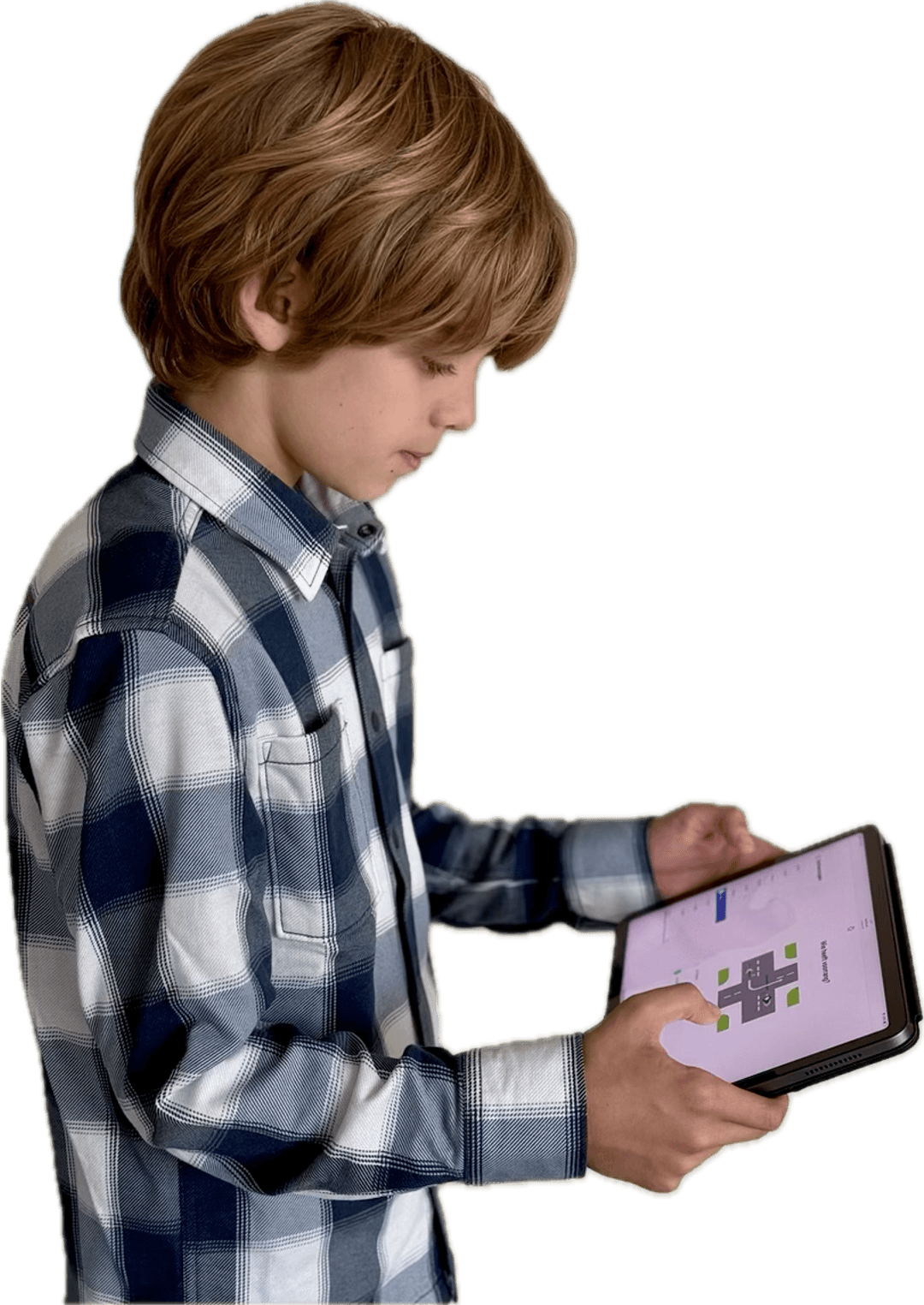 Leerling werkt met tablet